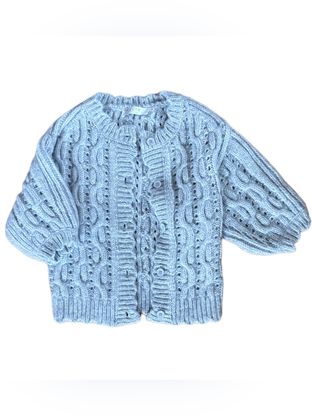 Astr Short Sleeve Cable Knit Cardigan- Small